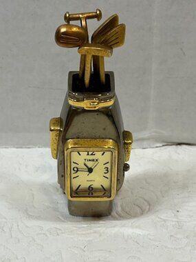 Timex Golf Two-Tone Quartz Analog Table Clock Paperweight Desk Decor Golf Bag